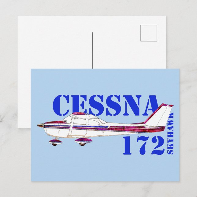 Cessna 172 Skyhawk Illustration Fett Text Design Postkarte (Vorne/Hinten)