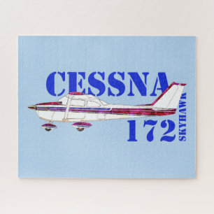 Cessna 172 Skyhawk Illustration Fett Text Design Puzzle