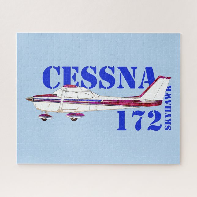 Cessna 172 Skyhawk Illustration Fett Text Design Puzzle (Horizontal)