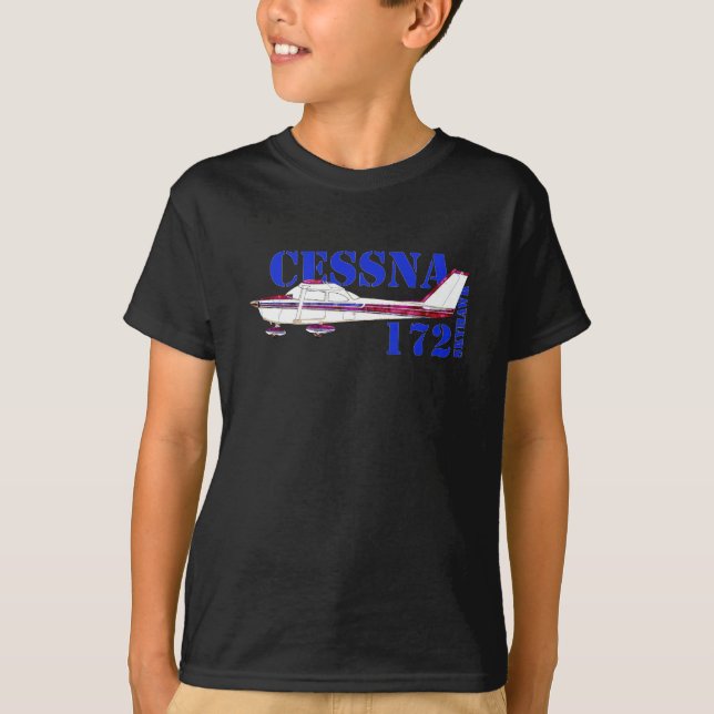 Cessna 172 Skyhawk Illustration Fett Text Design T-Shirt (Vorderseite)