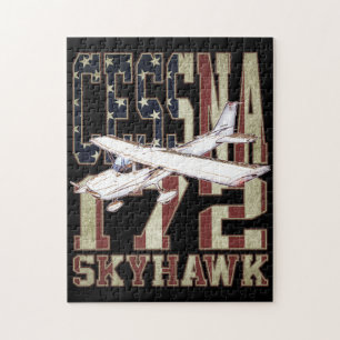 Cessna 172 Skyhawk mit Vintage-Flagge der Vereinig Puzzle