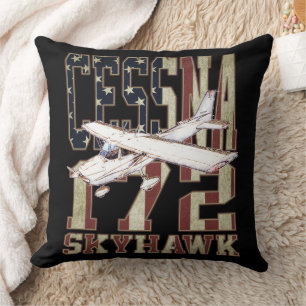 Cessna 172 Skyhawk mit Vintager Flagge der Vereini Kissen
