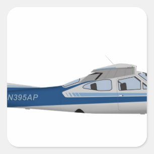 Cessna 177RG Kardinal 395395 Quadratischer Aufkleber