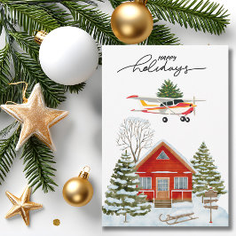 Cessna Airplane carries Christmas Tree Photo Funny Feiertagskarte