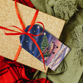 Cessna Airplane carries Christmas Tree Photo Funny Geschenkanhänger