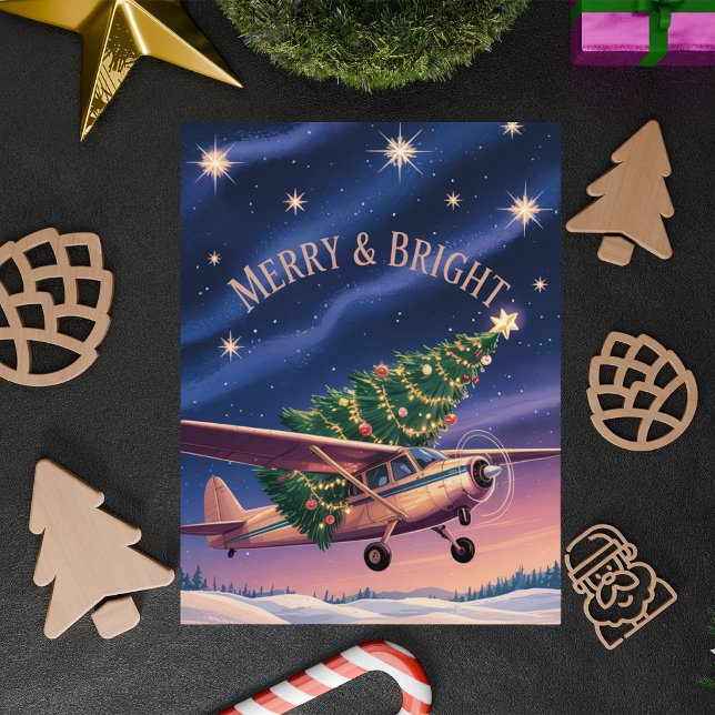 Cessna Airplane carries Christmas Tree Photo Funny Postkarte (Von Creator hochgeladen)