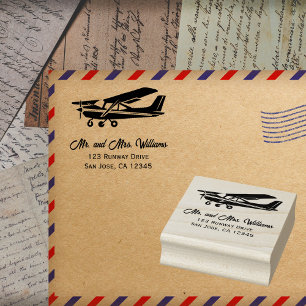 Cessna Flugzeug Pilot Fun Aviation Minimalistisch Gummistempel