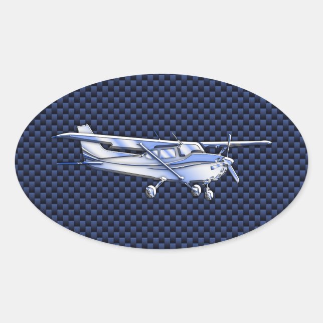 Cessna Flying Carbon Fiber Ovaler Aufkleber (Vorderseite)