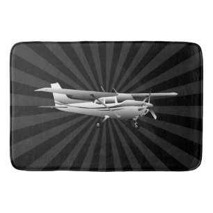 Cessna-Silhouette fliegend Schwarzer Sonnenbrand Badematte