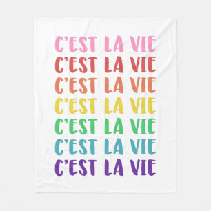 C'est La Vie Französisches Sprichwort in Rainbow L Fleecedecke