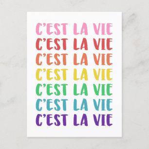 C'est La Vie Französisches Sprichwort in Rainbow L Postkarte