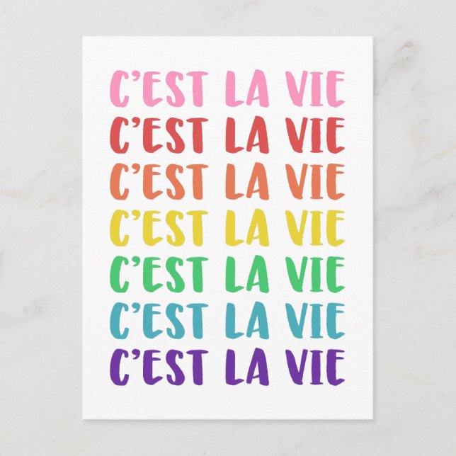 C'est La Vie Französisches Sprichwort in Rainbow L Postkarte (Vorderseite)