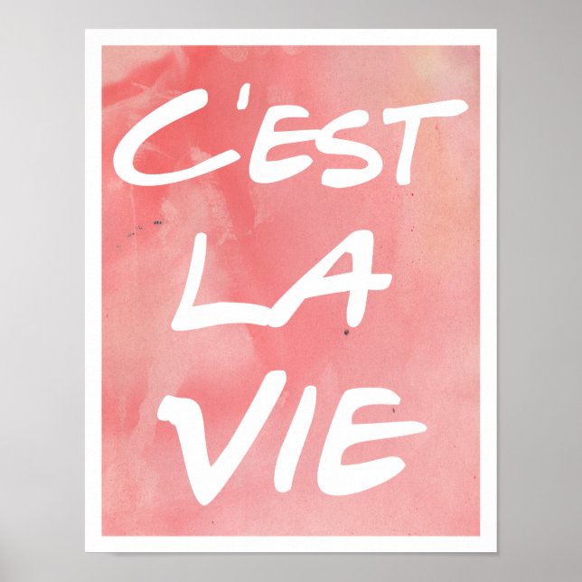 C'est La Vie Hand Lettering Poster - Aquarell (Vorne)