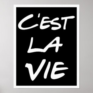 C'est La Vie Hand Lettering Poster - Schwarz
