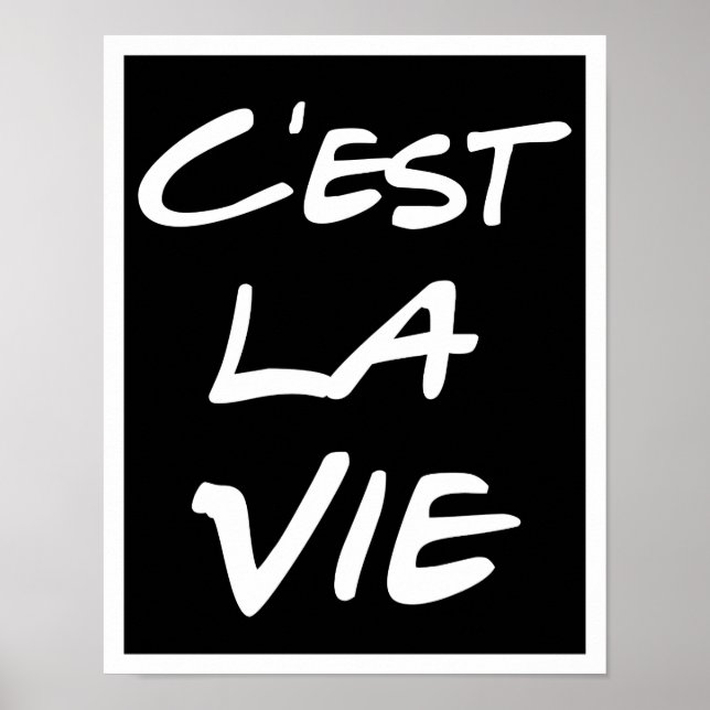 C'est La Vie Hand Lettering Poster - Schwarz (Vorne)
