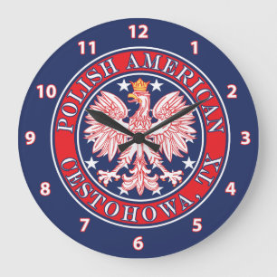 Cestohowa Texas Polnischer Adler Große Wanduhr