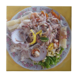 Ceviche-Traditionelle peruanische Nahrung Fliese