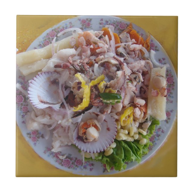 Ceviche-Traditionelle peruanische Nahrung Fliese (Vorderseite)