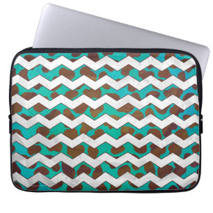 Cevron Dalmatiner Brown und Aquamarin Laptopschutzhülle