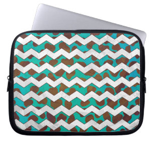 Cevron Dalmatiner Brown und Aquamarin Laptopschutzhülle