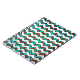 Cevron Dalmatiner Brown und Aquamarin Notizblock