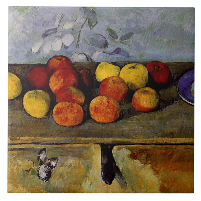 Cezanne - Äpfel und Kekse Fliese (Vorderseite)