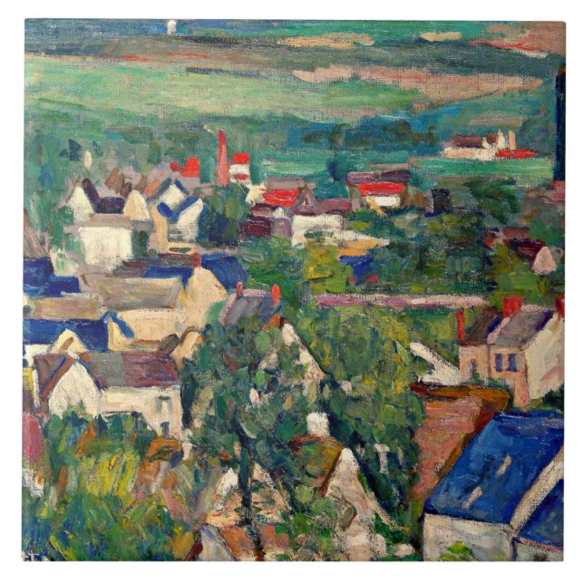 Cezanne - Auvers, Panoramasicht, Fliese (Vorderseite)