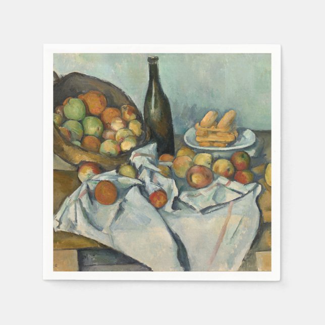 Cezanne Basket Apples Impressionismus Art Serviette (Vorderseite)