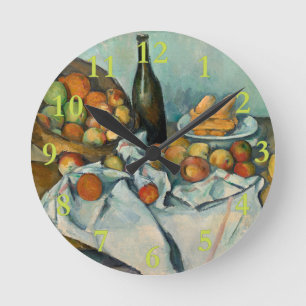 Cezanne Basket of Apples Impressionist Painting Runde Wanduhr