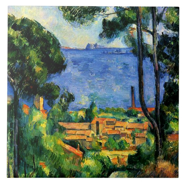 Cezanne - Blick auf l'Estaque, Fliese (Vorderseite)
