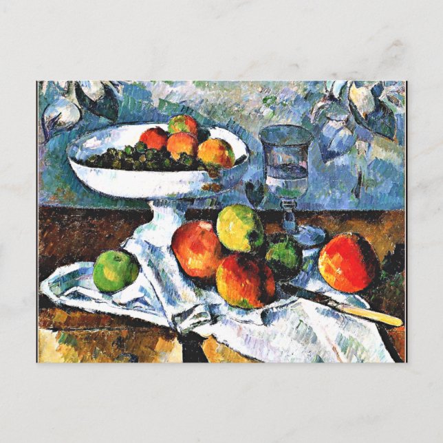 Cezanne - Compotier, Glas, Äpfel, Postkarte (Vorderseite)