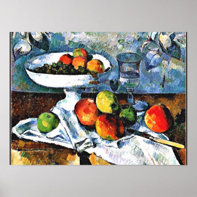 Cezanne - Compotier, Glas und Apple Poster (Vorne)