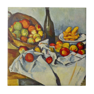 Cezanne, das der Korb der Äpfel mit Ziegeln decke Fliese