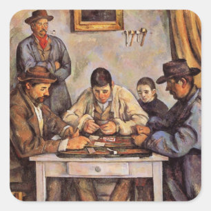 Cezanne - Die Kartenspieler, 1892 Quadratischer Aufkleber