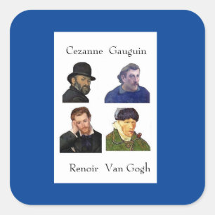 Cezanne, Gauguin, Renoir, Van Gogh Quadratischer Aufkleber