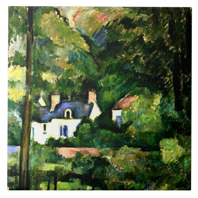 Cezanne - Häuser im Grün-1881 Fliese (Vorderseite)