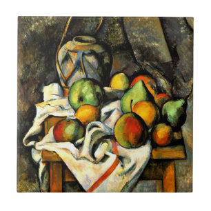 Cezanne - Ingwer-Gefäß und Früchte Fliese