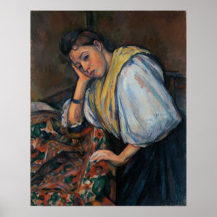Cézanne - Junge italienische Frau am Tisch Poster