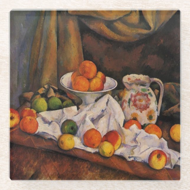 Cezanne: Kunstwerke aus Obst, Kuchen und Obst Glasuntersetzer (Vorderseite)