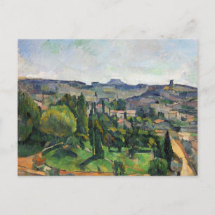 Cezanne - Landschaft mit Straße und Glockenturm Postkarte