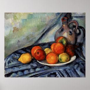 Cézanne - Obst und ein Jug auf einem Tisch Poster