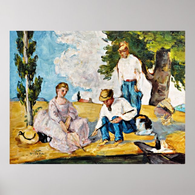 Cezanne - Picnic am Ufer Poster (Vorne)