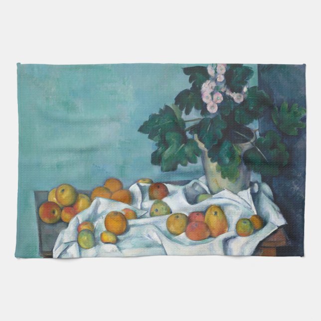 Cezanne Post-Impressionismus Still Life Blume und Geschirrtuch (Horizontal)