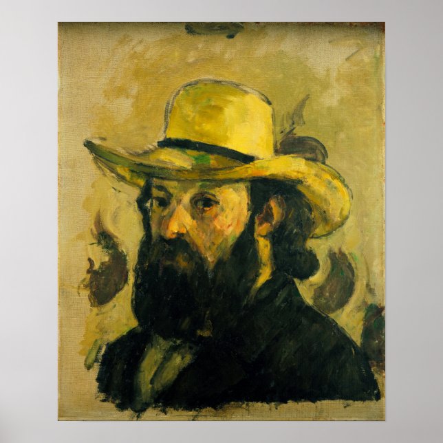Cézanne - Selbstportrait in einem Strohhut Poster (Vorne)