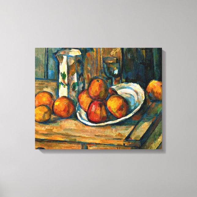 Cezanne - Still Life with Milk Jug and Fruit Leinwanddruck (Vorderseite)