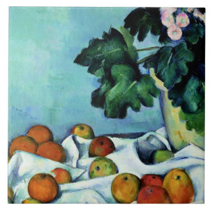 Cezanne - Stillleben mit Äpfeln und Primrosen Fliese