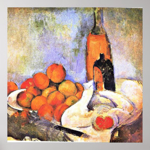 Cezanne - Stillleben mit Flaschen und Äpfeln Poster