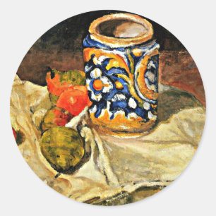 Cezanne - Stillleben mit italienischer Irdenware Runder Aufkleber