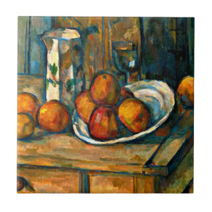 Cezanne - Stillleben mit Milchsaft und Obst Fliese