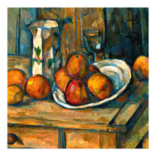 Cezanne - Stillleben mit Milchsaft und Obst Fotodruck